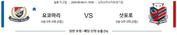 J리그컵분석 9월4일 19:00 요코하마 VS 삿포로 분석